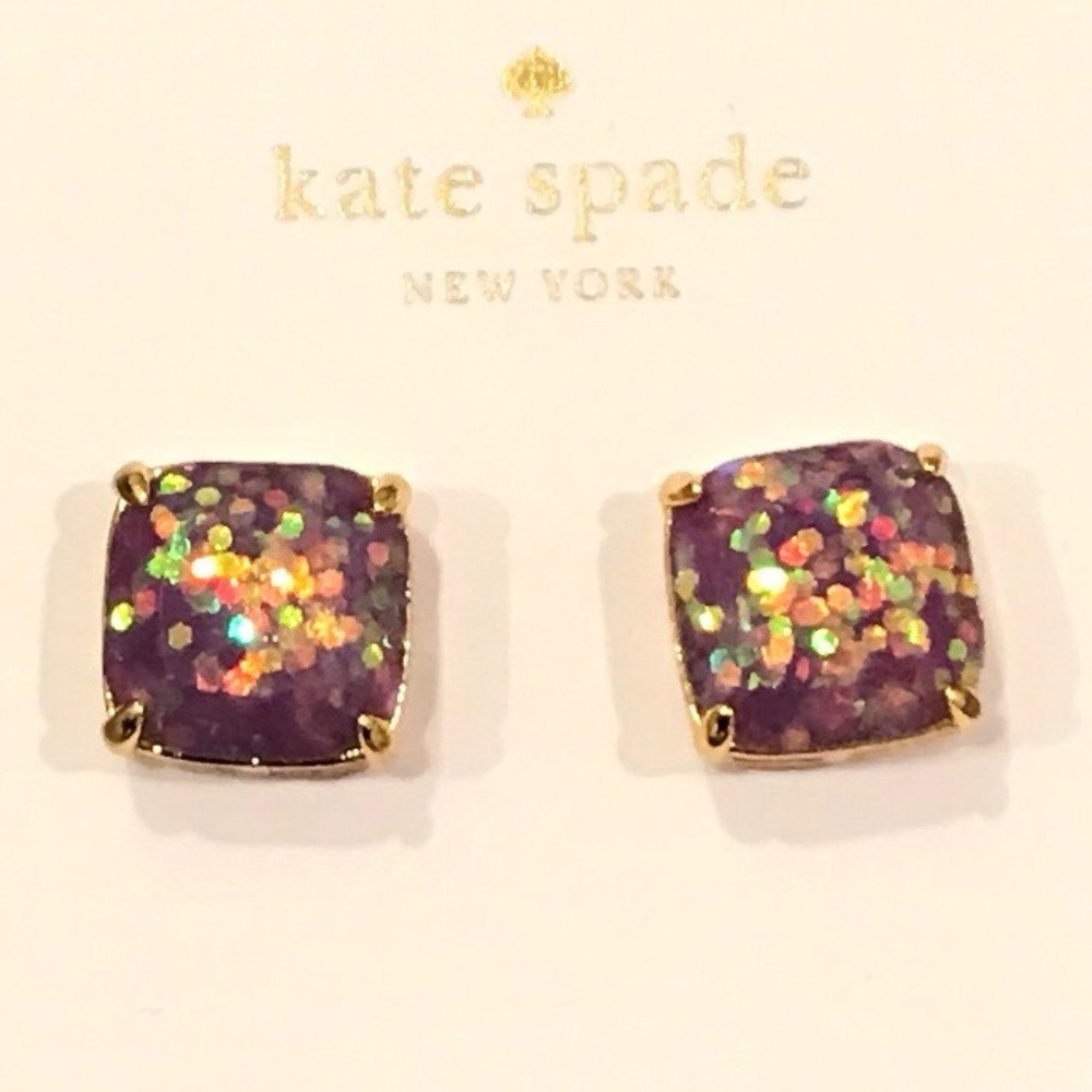 NWT Kate Spade Purple Glitter Earrings